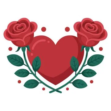 Romantic Heart with Red Roses Vector Illustration Love &amp; Valentine Design Stockillustratie