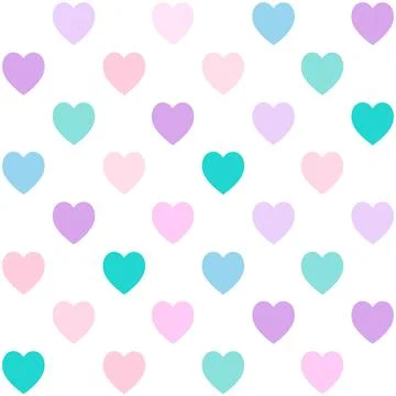Romantic Heart shape seamless pattern, white background Stock Illustration