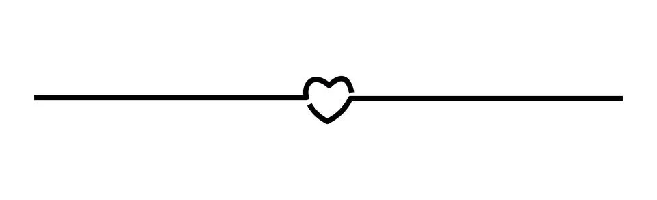 Romantic heart shape text divider line, Continuous line art horizontal page b Illustrazione stock