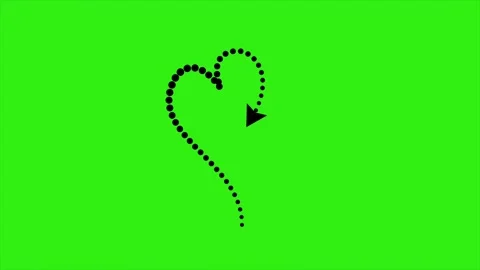 Romantic heart-shaped dotted arrow line animation on green screen Stock Footage 314510450