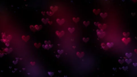 Romantic Hearts Background With Glowing Red and Purple Elements Stock Footage 297066954