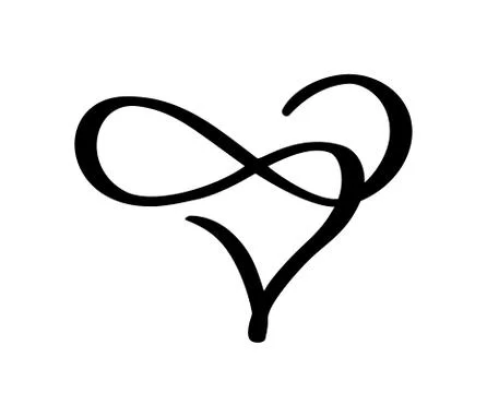 Romantic infinity calligraphy vector Heart love sign. Hand drawn icon of 스톡 일러스트