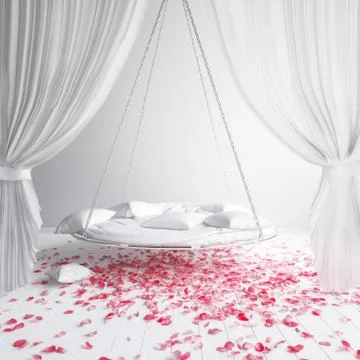 Romantic interior background, scandinavian style, 3D render Stock Illustration