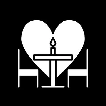 Romantic interior of a dining room solid icon. Dining table and two chairs Illustrazione stock