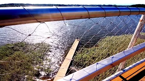 Romantic lake view from bridge with couple Stock Footage 66426653