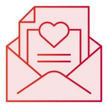 Romantic letter flat icon. Envelope with love letter pink icons in trendy flat Stock Illustration