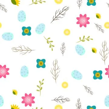 Romantic letters and flowers seamless pattern Illustrazione stock