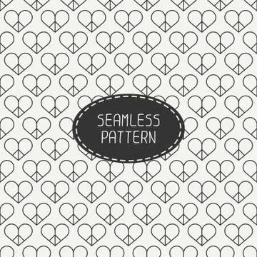 Romantic line seamless pattern with hearts. Beautiful  vector illustration Stock Illustration