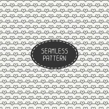 Romantic line seamless pattern with hearts. Paper for scrapbook. Tiling Stock Illustration