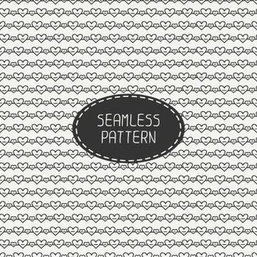 Romantic line seamless pattern with hearts. Paper for scrapbook. Tiling Stock Illustration