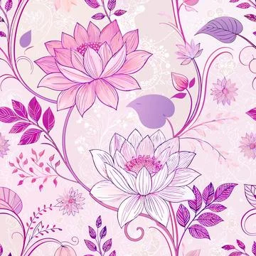 Romantic Lotus Flower Pattern 库存插图