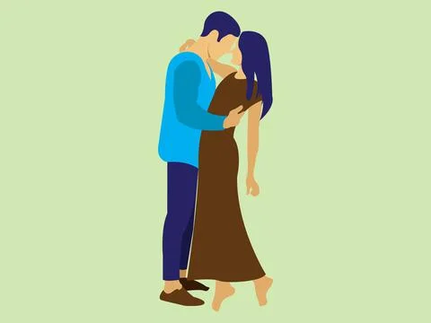 Romantic Love Couple Flat Vector Illustration Stock Illustration