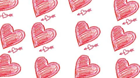 Romantic love doodle pattern in seamless layout with soft sketch lines, ide.. Stock Illustration