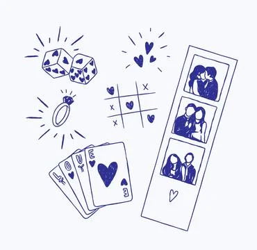 Romantic love elements blue 스톡 일러스트