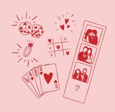 Romantic love elements pink and red Stock-Illustration