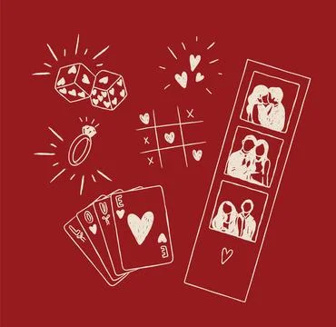 Romantic love elements red and beige Stock Illustration