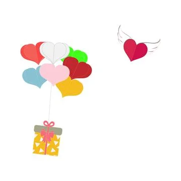 Romantic love elements. Valentine's day cute illustrations Stock Illustration