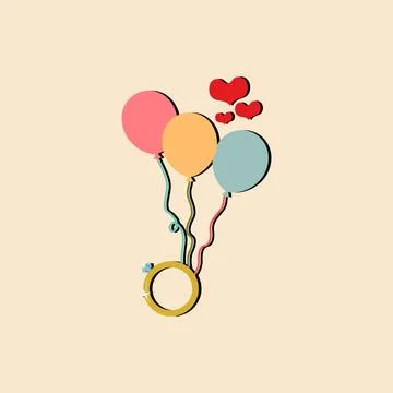 Romantic love elements. Valentine's day cute illustrations Stock Illustration