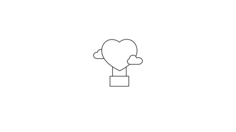 Romantic love letter proposal animated outline icon for wedding intro Vídeos de archivo 342734983