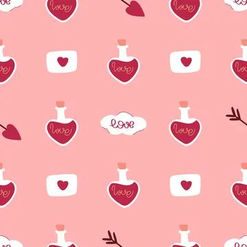 Romantic love seamless pattern Stock Illustration