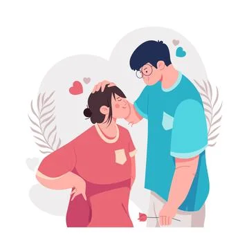Romantic lovers are caring with each other Stock Illustration