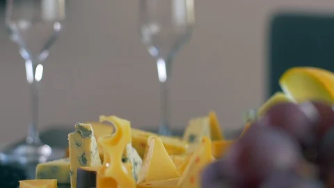 Romantic lunch with different types of cheese. Stock Footage 109127520