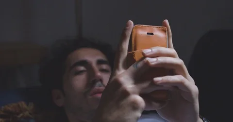 Romantic Man Using Cell Phone Stock Footage 94405391