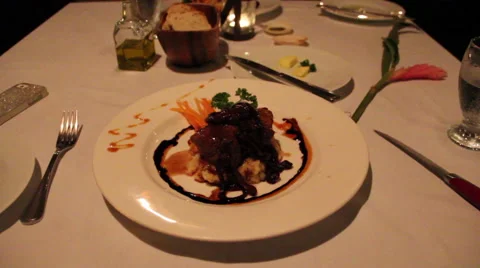 Romantic Meal - Plated Steak Dinner Stock Footage 46034216