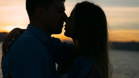 Romantic Meeting. Sunset. Stock Footage 113349874