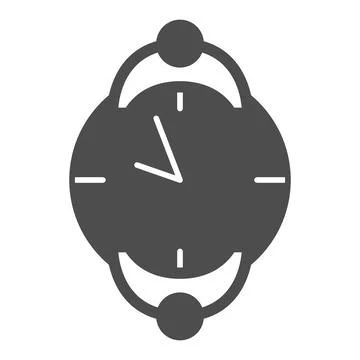 Romantic meeting for two at a table made of clock solid icon, dating concept Illustrazione stock