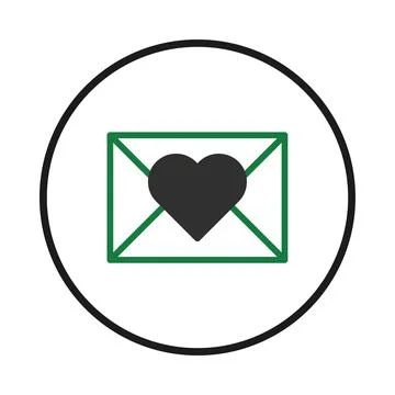 Romantic message enclosed within green bordered envelope expressing affecti.. Stock Illustration