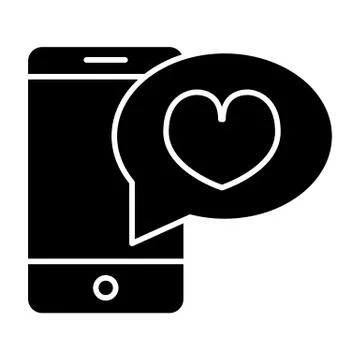 Romantic message solid icon. Smartphone with heart vector illustration isolated Stock Illustration