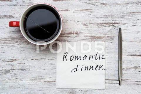 Romantic message written on napkin Stock Photos