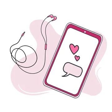 Romantic messages sent through phone app Stock Illustration