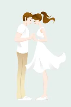 Romantic moment between young couple Stock Illustration