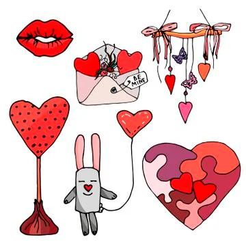 Romantic mood colored vector set Stock Illustration