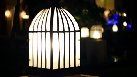 Romantic night lanterns in bokeh Stock Footage 317549923