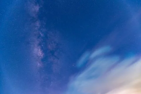 Romantic Night Sky Over Turtle Island with Galaxy and Lightning. Stock-Fotos