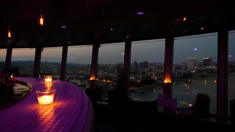 Romantic nightview from UFO restaurant Stock Footage 120540644