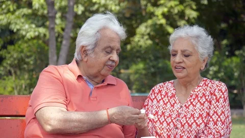Romantic old couple spending quality time with each other - lifestyle couples Stock Footage 124575636