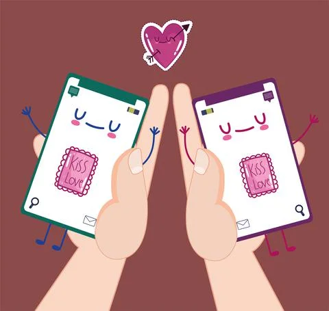 Romantic online chat Stock Illustration