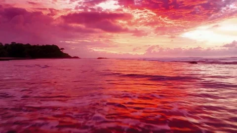 Romantic Orange Sunset Over Calm Waters Stock Footage 310856458