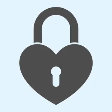Romantic padlock solid icon. Heart shaped lock. Wedding asset vector design Stock Illustration