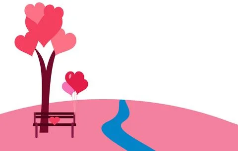 Romantic park scene with heart tree and transparent background Stock-Illustration
