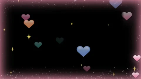 Romantic Pastel Floating Hearts Overlay with Glowing Vignette Border Frame Vídeo Stock 336662248