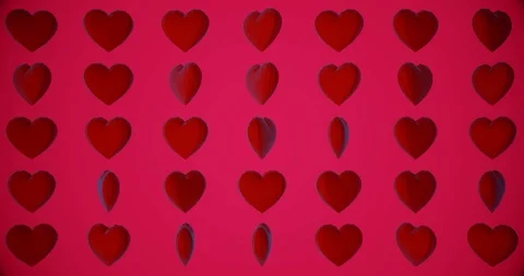 Romantic pattern with polygonal red hearts. For Valentine's Day event. Loop Stock Footage 124089841