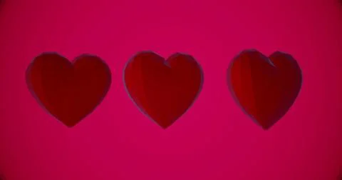 Romantic pattern with polygonal red hearts. For Valentine's Day event. Loop a Stock Illustration