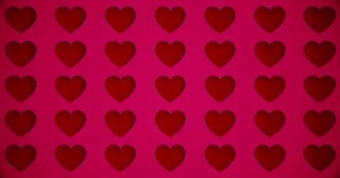 Romantic pattern with polygonal red hearts. For Valentine's Day event. Loop a Illustrazione stock