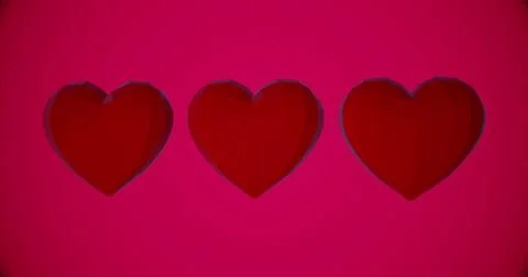 Romantic pattern with polygonal red hearts. For Valentine's Day event. Loop a Illustrazione stock