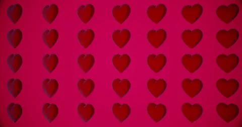 Romantic pattern with polygonal red hearts. For Valentine's Day event. Loop a Stock Illustration